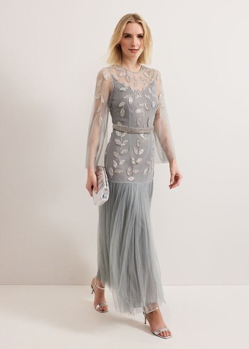 Phase Eight Trish Beaded Dress Grey Canada | EZDWLA-457